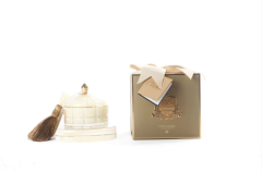 Krem rengi vizon püsküllü art deco mum S - Kokulu mum