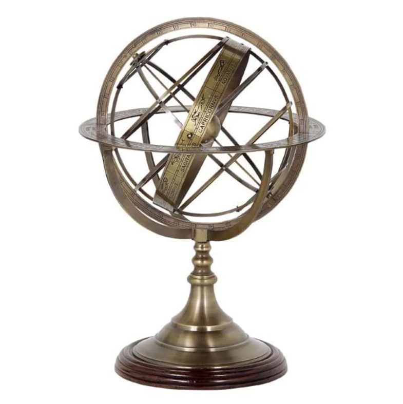 Globe Antique Brass Finish L 32x52 cm | Pirinç Dekoratif Dünya Obje