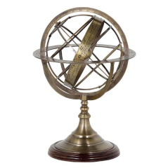 Globe Antique Brass Finish L 32x52 cm | Pirinç Dekoratif Dünya Obje