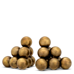 Bookend Carioca vintage brass finish set of 2  14x14x14 cm | Dekoratif Pirinç Kitap Tutucu