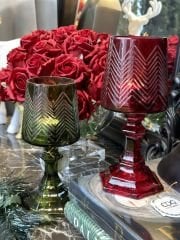 Portacandela Abat Jour Red H:23 cm D:10 C:4 cm | Dekoratif  Şamdan