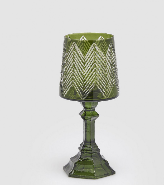 Portacandela Abat Jour Green H:30 cm D:13 C:4 cm | Dekoratif  Şamdan