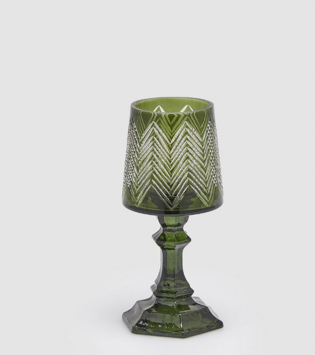 Portacandela Abat Jour Green H:23 cm D:10 C:4 cm | Dekoratif  Şamdan