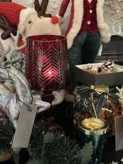 Portacandela Abat Jour Red H:30 cm D:13 C:4 cm | Dekoratif  Şamdan