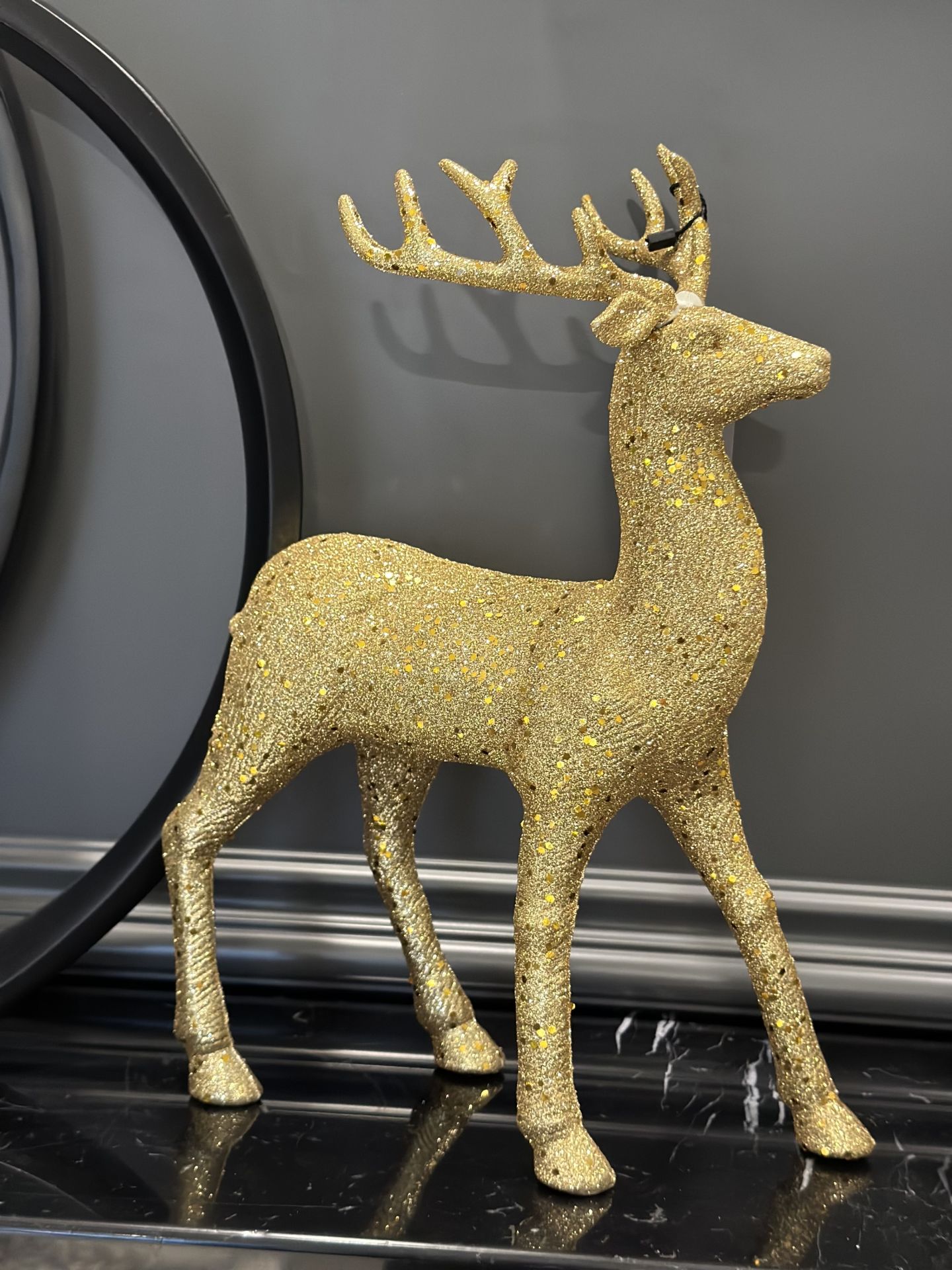 Geyik gold simli 33x20 cm | Yılbaşı Dekoratif Obje Geyik