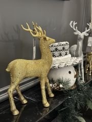 Geyik gold simli 33x20 cm | Yılbaşı Dekoratif Obje Geyik