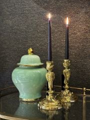 Green gold ceramic jar  32 x 23 cm | Yeşil Gold Detaylı Seramik Küp