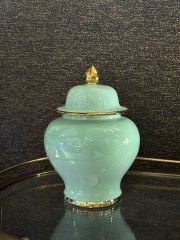 Green gold ceramic jar  32 x 23 cm | Yeşil Gold Detaylı Seramik Küp