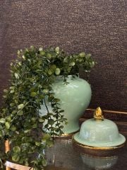 Green gold ceramic jar  32 x 23 cm | Yeşil Gold Detaylı Seramik Küp