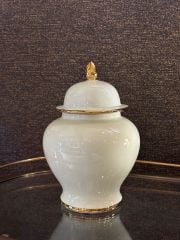 Light Green gold ceramic jar  32 x 23 cm | Açık Yeşil Gold Detaylı Seramik Küp