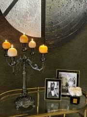 Füme Pirinç Beş Kollu Şamdan 36x64 cm | Şamdan - Mumluk