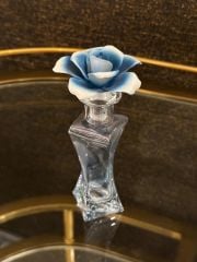Kapağı kapitemonte gül figürlü cam esanslık 7x16 cm | Cam Esanslık - Dekoratif Obje