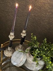 Candle holder black-antique silver 11,5x28 cm | Nikel Gümüş Şamdan