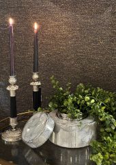 Candle holder black-antique silver 11,5x28 cm | Nikel Gümüş Şamdan