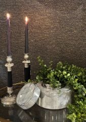 Candle holder black-antique silver 11,5x28 cm | Nikel Gümüş Şamdan