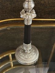 Candle holder black-antique silver 11,5x28 cm | Nikel Gümüş Şamdan