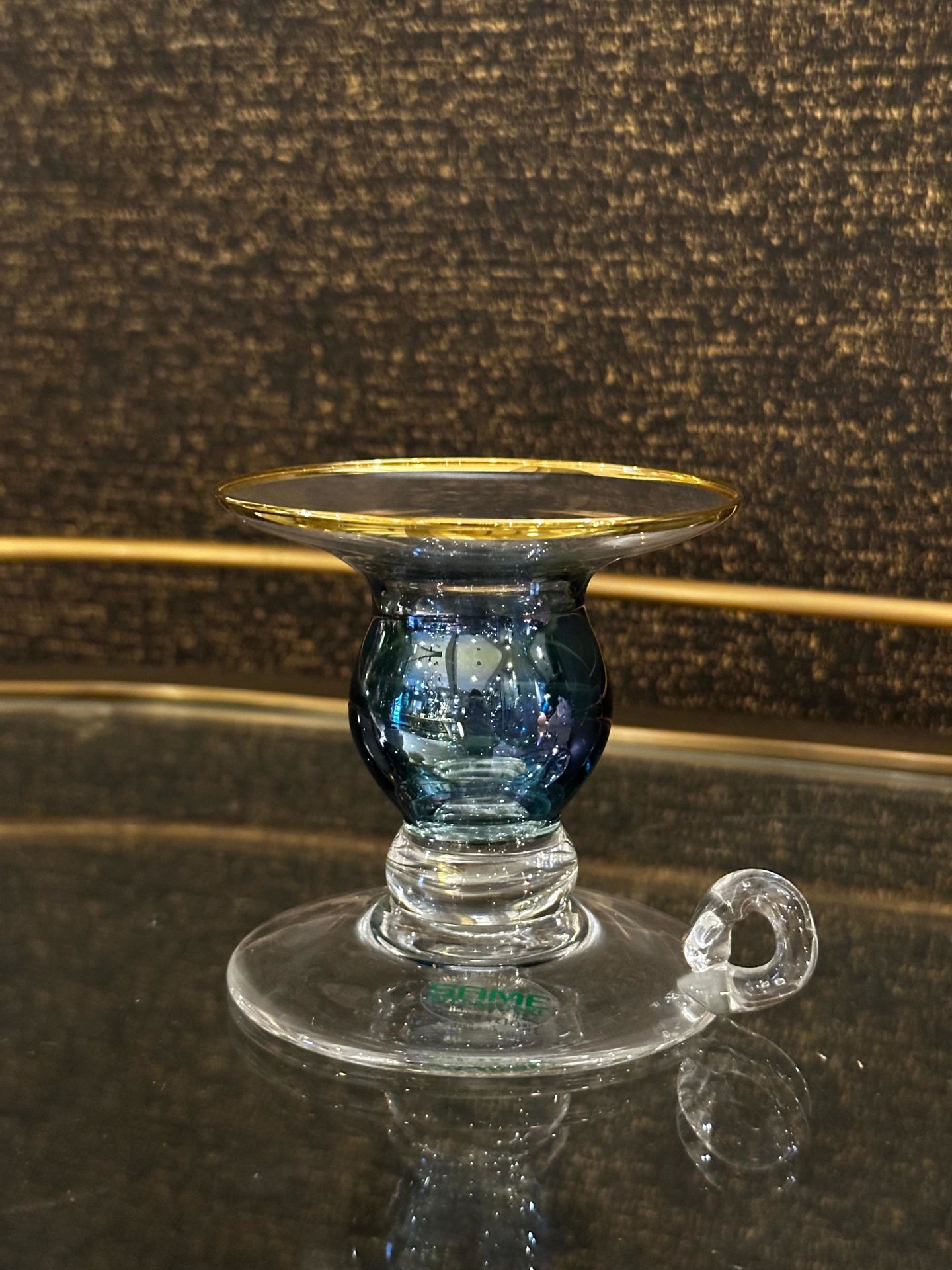 Yeşil şeffaf cam şamdan mumluk 10x9 cm | Şamdan - Mumluk