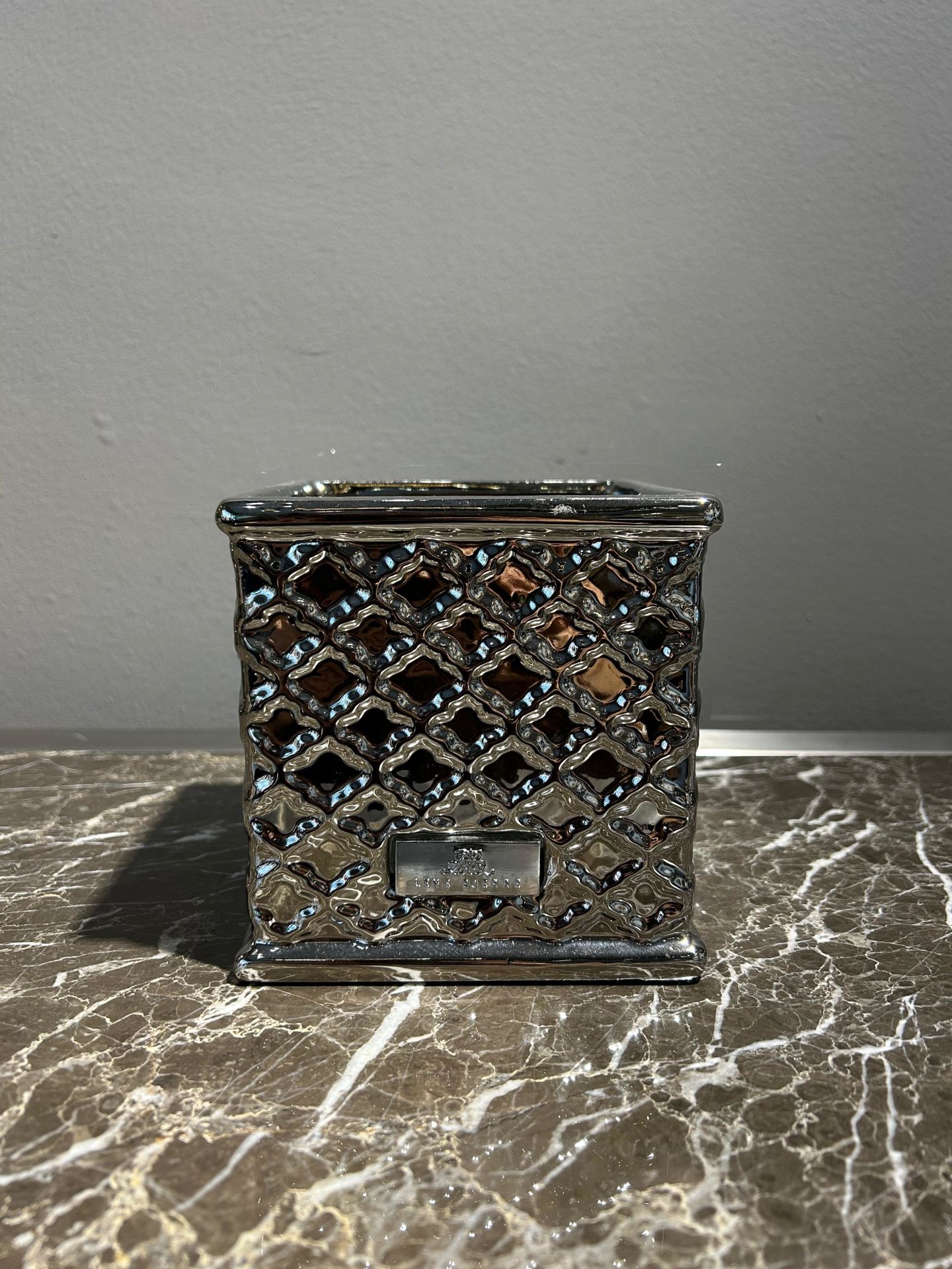 Lene Bjerre Gümüş Renk Kare Saksı 13x13 cm | Vazo - Saksı