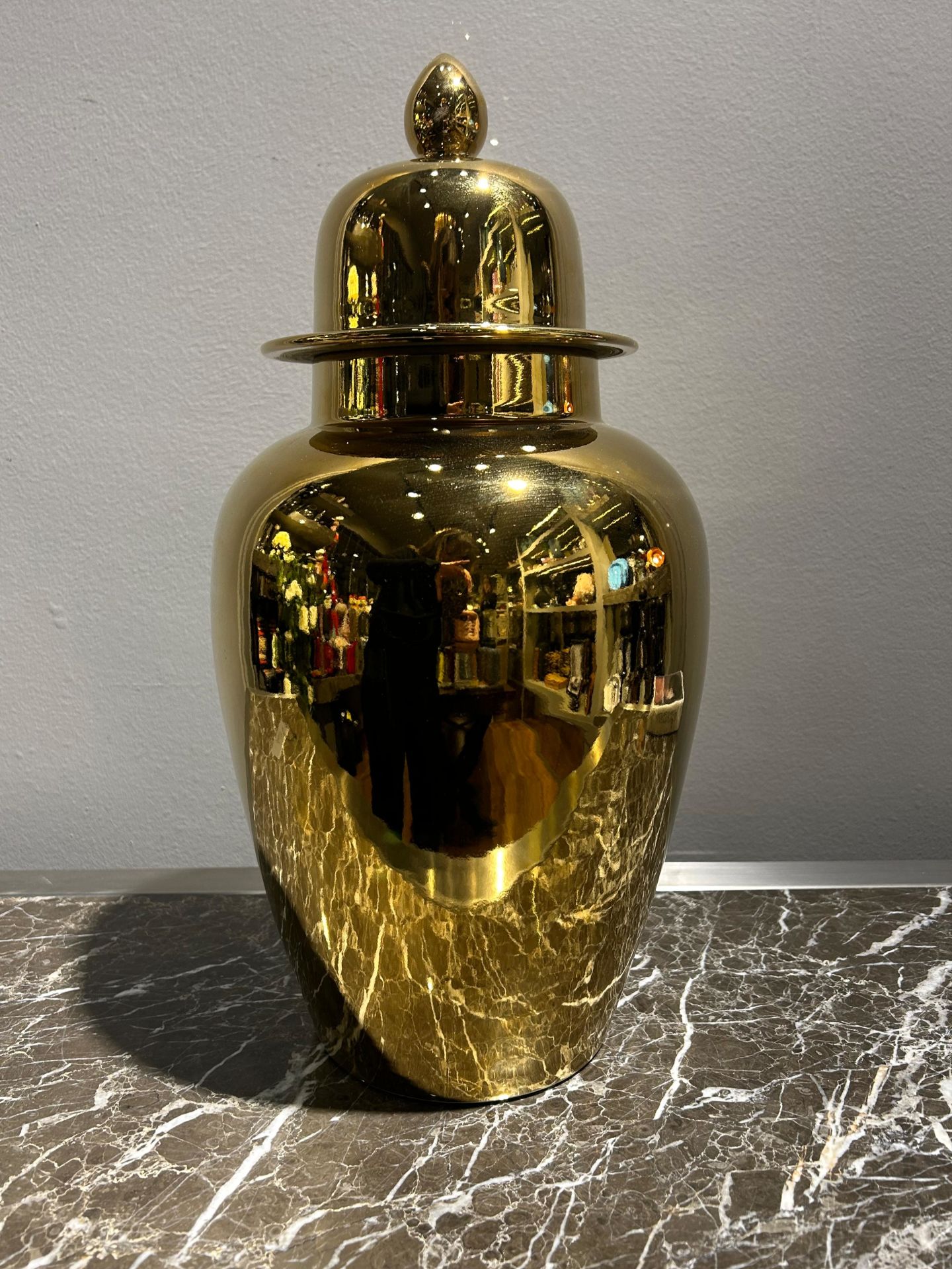 Parlak Gold Seramik Küp 25x42 cm | Dekoratif Küp