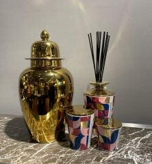 Parlak Gold Seramik Küp 25x42 cm | Dekoratif Küp