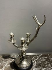 Antik Gümüş 3 Kollu Dal Figürlü Şamdan 20x33x48 cm | Şamdan - Mumluk