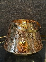Gold Desenli Metal Fener 28x22 cm | Mumluk - Fener
