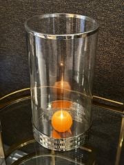 Nikel Hasır Desenli Cam Mumluk (116360) 22x42 cm |  Mumluk