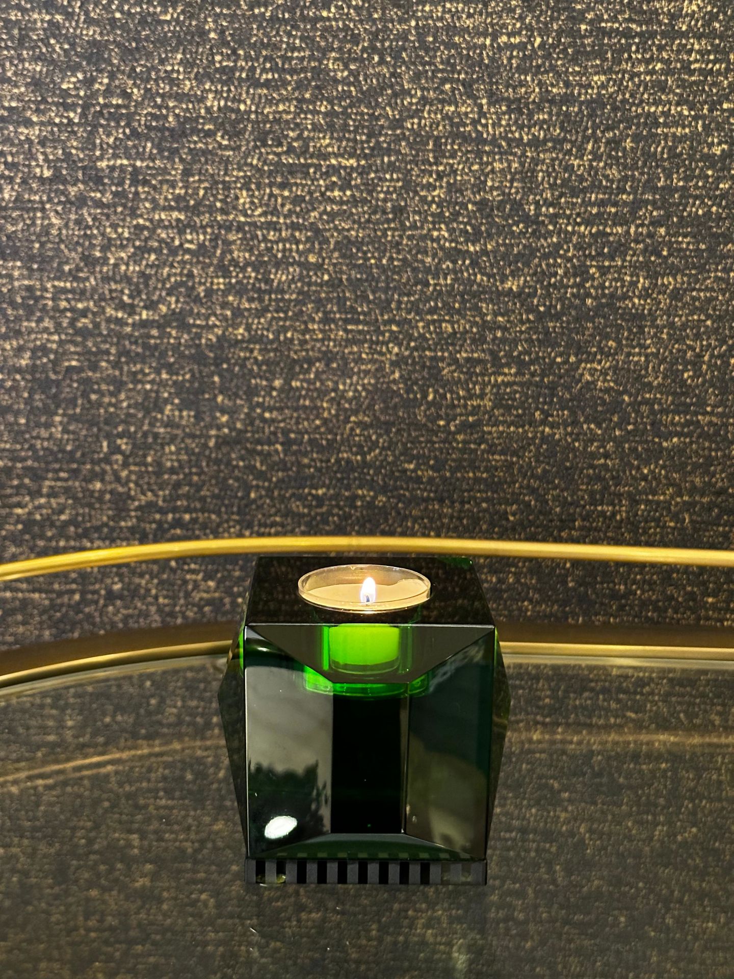 Green Black Ophelia  9x9x7,8 cm | Yeşil Kristal Tealight