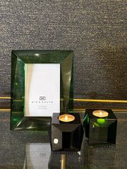 Green Black Ophelia  9x9x7,8 cm | Yeşil Kristal Tealight