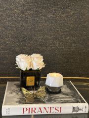 White Black Clear Ophelia  8x8x8 cm | Siyah Kristal Tealight