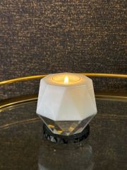White Black Clear Ophelia  8x8x8 cm | Siyah Kristal Tealight