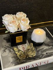 White Black Clear Ophelia  8x8x8 cm | Siyah Kristal Tealight