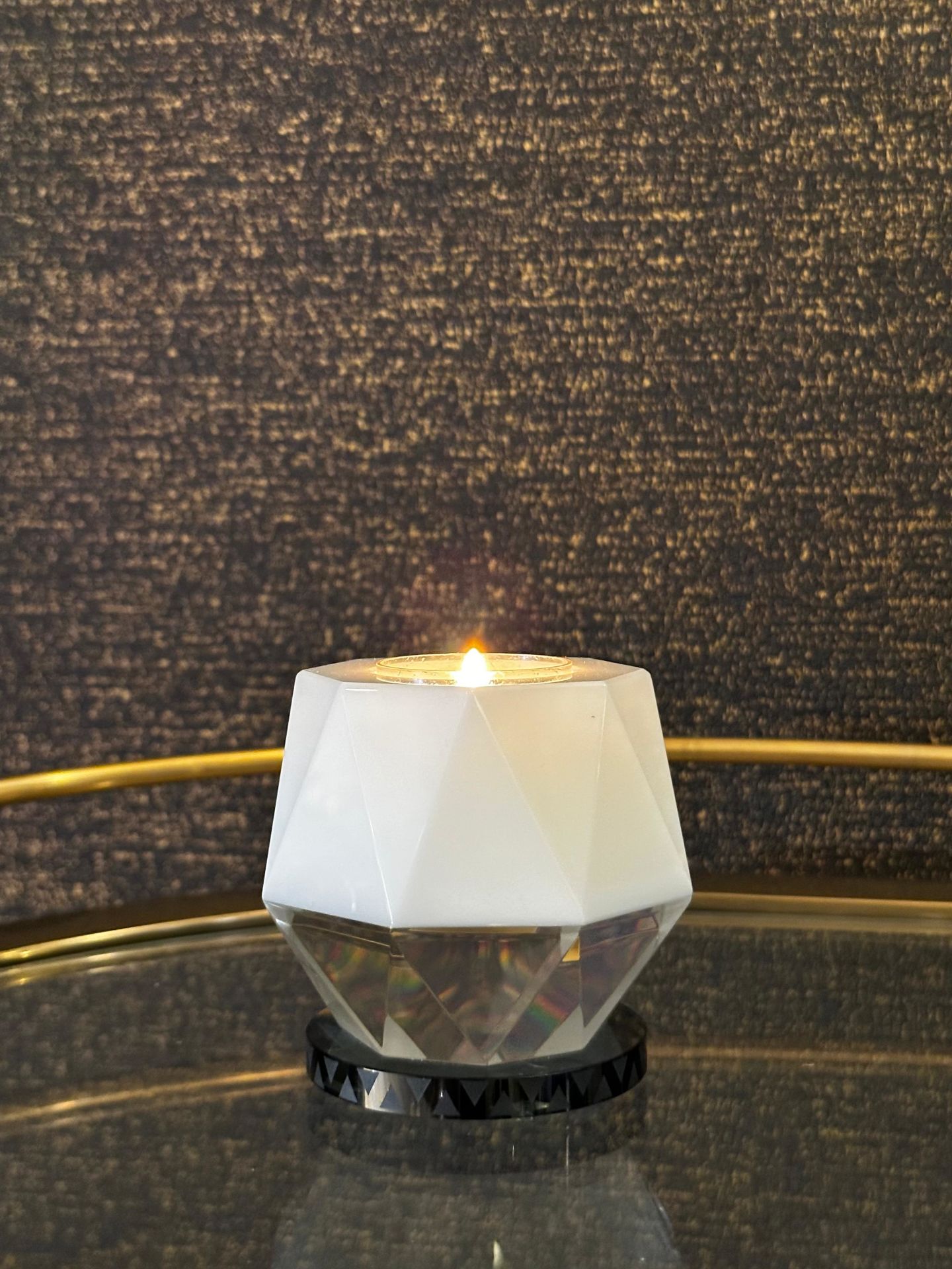 White Black Clear Ophelia  8x8x8 cm | Siyah Kristal Tealight