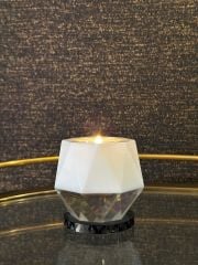 White Black Clear Ophelia  8x8x8 cm | Siyah Kristal Tealight