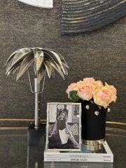 Antik Gümüş Palmiye Abajur S 28x44 cm | Abajur