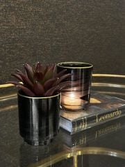 Siyah Cam Tealight 8x10 cm | Tealight